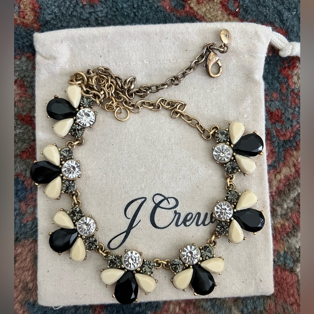 J. Crew black, diamond and white necklace